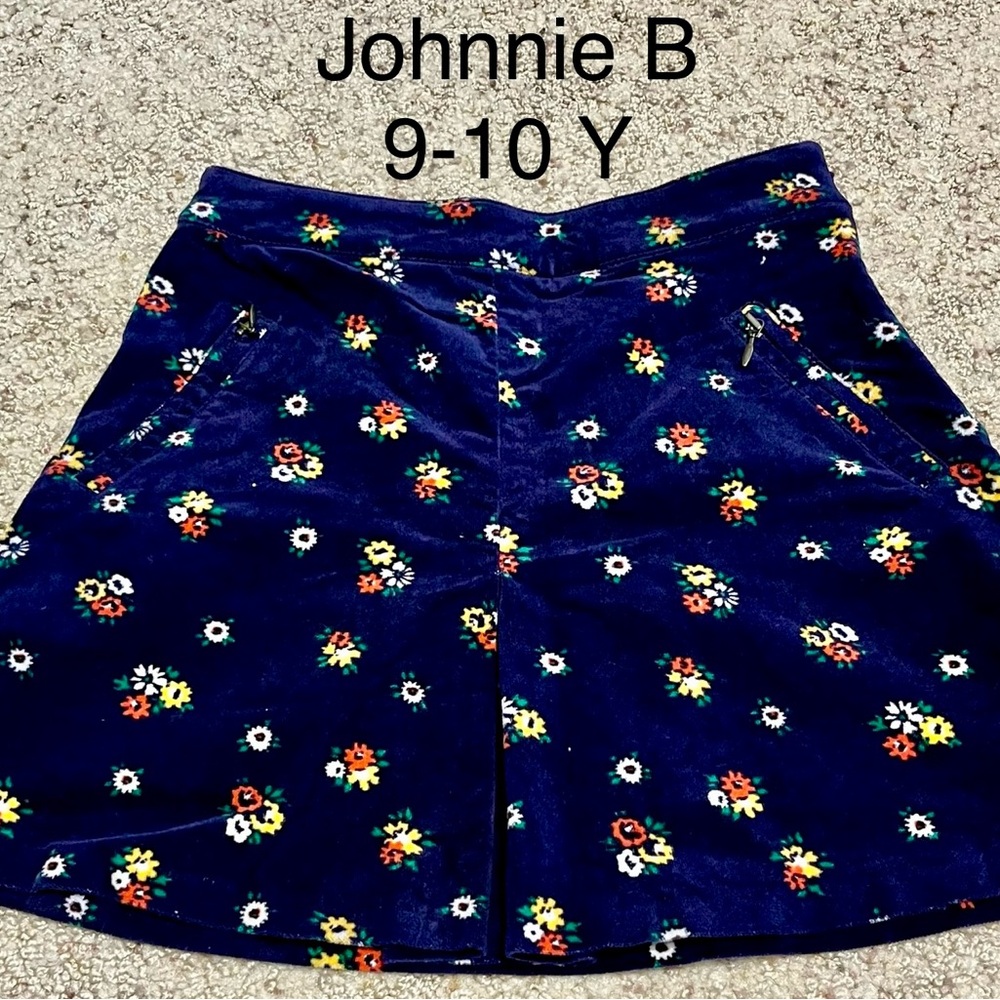 Johnnie B Blue Floral Cord Skirt